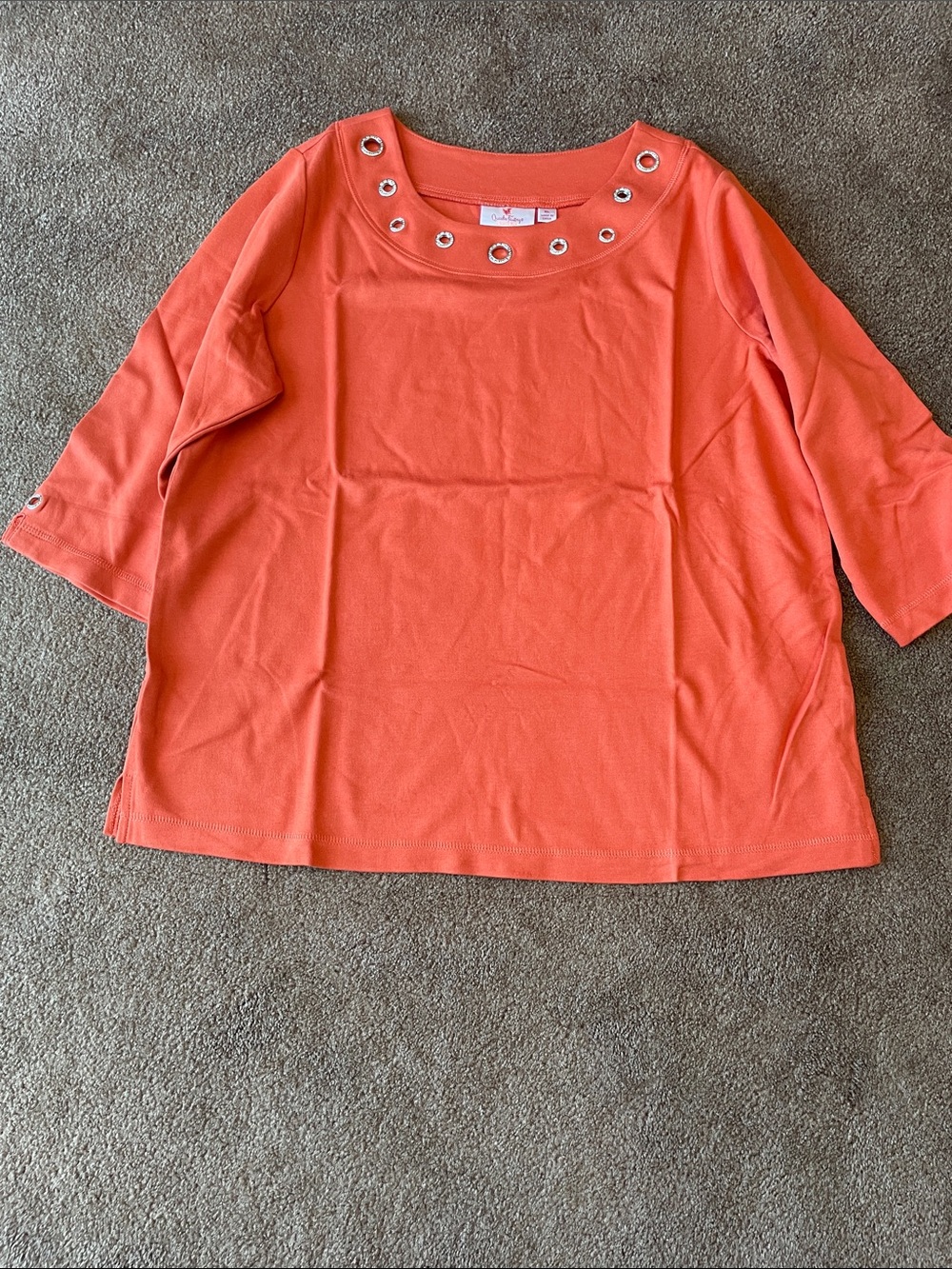 Quacker Factory Coral Eyelet Scoop Neck Tunic with 3/4 Sleeves